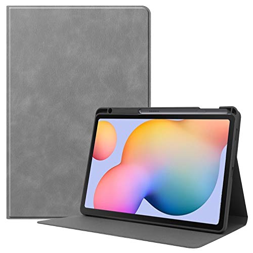 Lobwerk Funda para tablet Samsung Galaxy Tab S6 Lite SM-P610 P615 de 10,4 pulgadas, funda fina con función atril y función de encendido y apagado automático, color gris