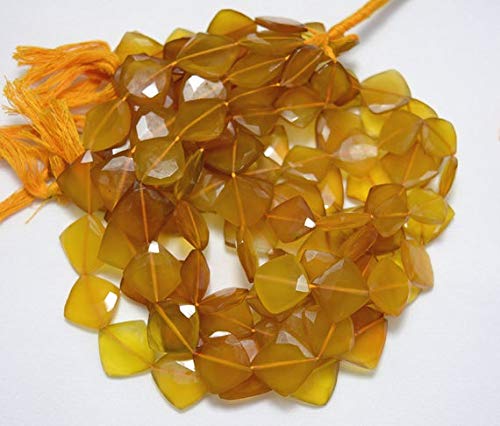 LOVEKUSH BEADS GEMSTONE Strand Yellow Onyx Kite Shape Gemstone, Onyx Faceted Gemstone For Jewelry, Briolette Beads, 17-20mm Approx. 6 Inch Strand Code-RR-30645