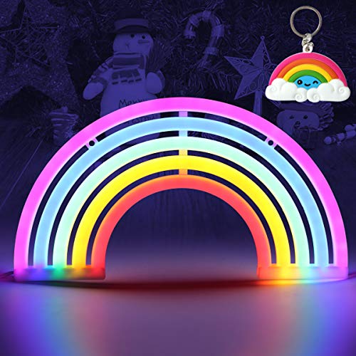 Luces de neón arcoíris con luces de arco iris, lámpara de pared con batería o luces de neón arcoíris operadas por USB para decoración de pared dormitorio