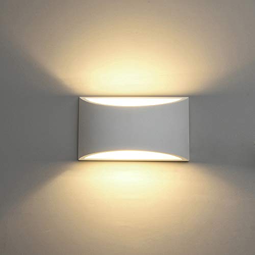 Luces de pared LED de aplique de pared de yeso Iluminación de pared decorativa hacia arriba interior con 7W Luz G9 tipo de lámpara de noche para salón del salón dormitorio (blanco cálido)