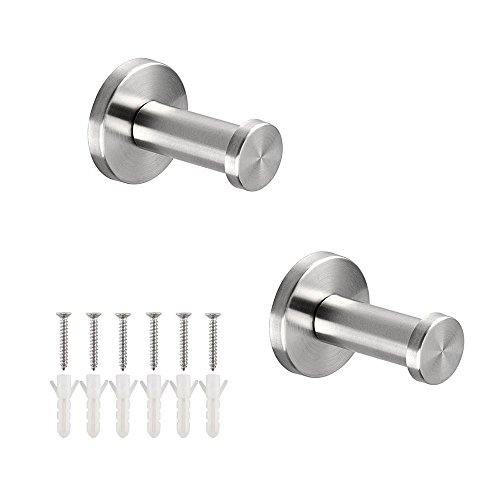 LumenTY - Gancho de pared de acero inoxidable cepillado 304 para baño, armario de baño, armario de baño, toalla, gancho [2 pulgadas/5 cm]