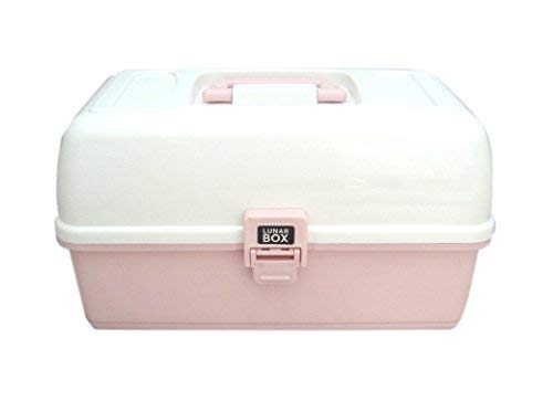Lunar Box, bandejas de artes, manualidades y caja de costura, 3 bandejas con compartimentos divisorios ajustables (Rosa)