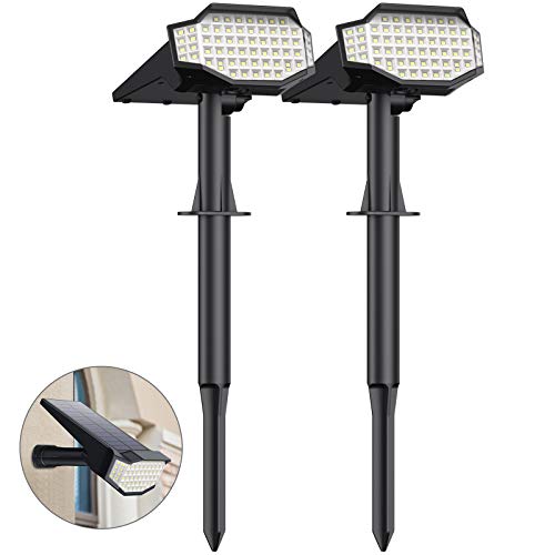 Luz Solar Exterior 66 LED, Trswyop 2 en 1 Exterior Luz del Césped Luces Solares Impermeable IP65, 3 Modos y Ajuste de Ángulo Múltiple Focos Solares para Jardín, Césped, Pared (2 Paquete)