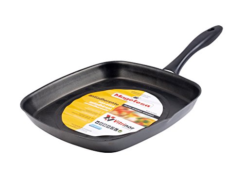 Magefesa Asador Cuadrado para cocina, sarten diametro 28 cm, color efecto espejo, válido inducción. Magefesa Asador Cuadrado para cocina, sarten diametro 28 cm, color efecto espejo, válido inducción.