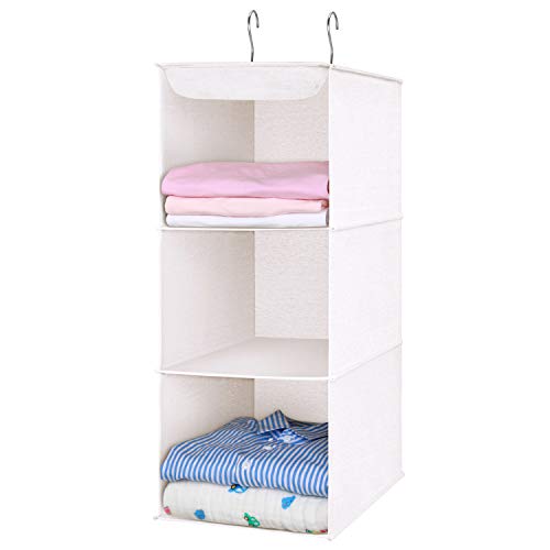 MaidMAX Organizador para Armario, Estantería Colgante Plegable, Organizador Colgante de Tela para Ropa, 3 Niveles y 2 Ganchos, Beige MaidMAX Organizador para Armario, Estantería Colgante Plegable, Organizador Colgante de Tela para Ropa, 3 Niveles y 2 Ganchos, Beige