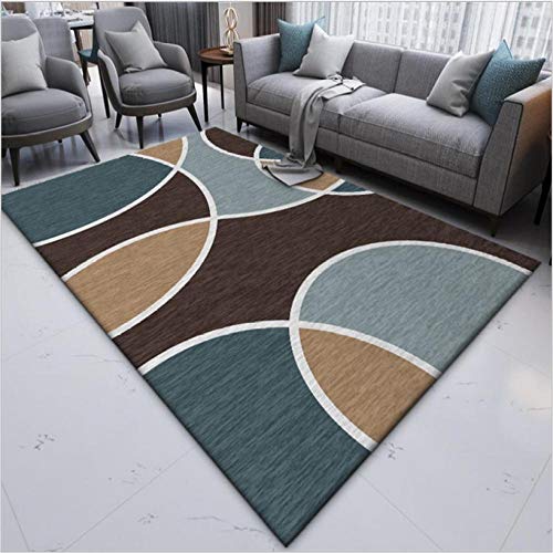 makeups17 alfombras Modernas Grandes Alfombra Interior Y Exterior fácil Mantenimiento Ideal para salón, Cocina,Costura de círculo geométrico marrón marrón 140X200CM（4.6ft x 6.5ft）