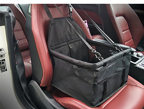 Mascota Coche Asiento Carrier - Car Booster Bolsa portátil y Transpirable para Perros Cat hasta 25LB (Negro)