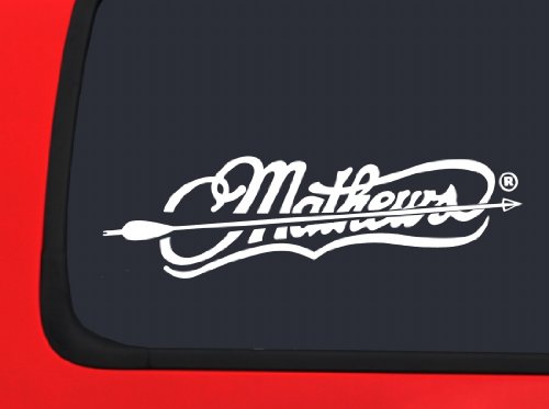 Mathews tiro con arco Logo con flecha – blanco caza ventana adhesivo