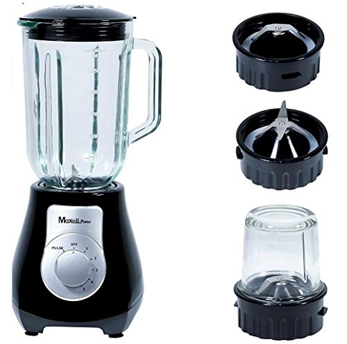 MAXELLPOWER BATIDORA DE Vaso con PICADORA ELECTRICA 800W Jarra 1,5L Cristal Colores Garantia MP-BV105XL (Negro)