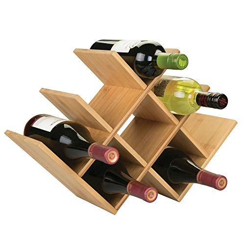 mDesign Estante para Botellas de Vino – Botelleros de Madera para Vino u Otras Bebidas – Vinoteca de Madera para 8 Botellas – Color Natural