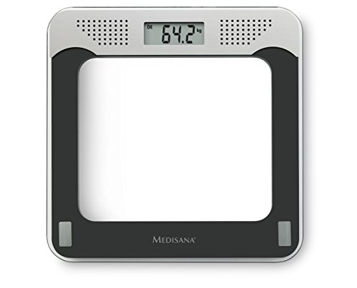 Medisana PS 425 40448, Báscula Digital Personal con Voz, con la base de vidrio, con voz para determinar el peso corporal hasta 180 kg