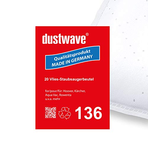 Megapack – 20 bolsas de filtro de polvo, bolsas de aspiradora (aprox. 20 L) adecuado para ROTHO – Wash & Clean 20 l aspiradora – dustwave® Markenstaubbeutel/Made in Germany