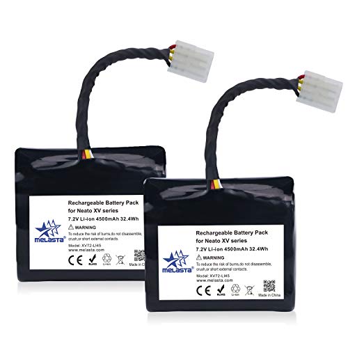 melasta 2pcs Batería de Iones de Litio de 7.2v 4500mAh de Larga duración para la Serie Neato XV Aspirador Essential Signature Pro XV-21 XV-11 XV-12 XV-14 XV-15 XV-21 XV-25,células de Grado A +