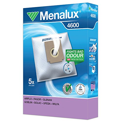 Menalux 4600 - Pack de 5 bolsas sintéticas y 1 filtro para aspiradoras Clatronic, Fagor y Ufesa Mini Mousy, Froggie y Boggi