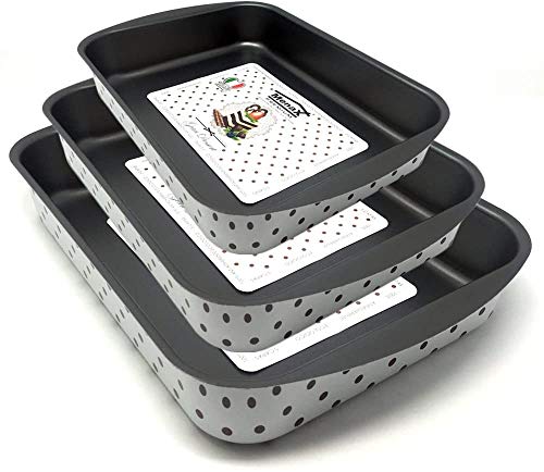 Menax Gran Dessert - Rustidera Bandeja Horno Aluminio -5 Capas- Recubrimiento Antiadherente Premium - Made in Italy - (Set 25-30-35 cm)