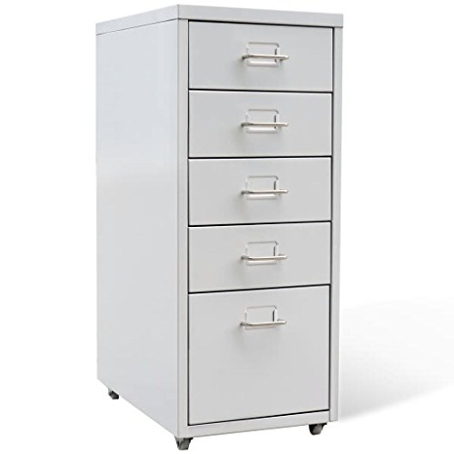 mewmewcat Archivador de Metal Alacena de Oficina con 5 Cajones Color Gris 28 x 41 x 68,5 cm mewmewcat Archivador de Metal Alacena de Oficina con 5 Cajones Color Gris 28 x 41 x 68,5 cm