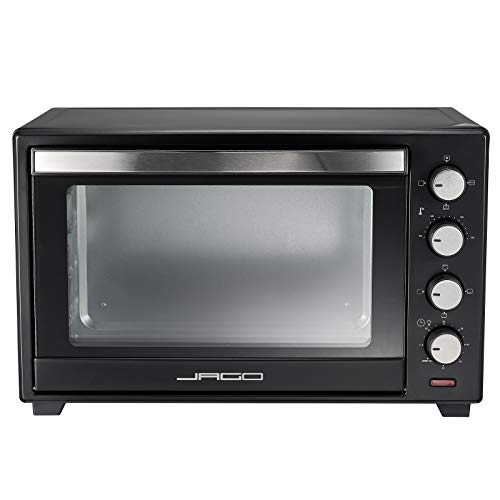 Mini Horno de Convección - 2000 W, 60 l, 100 a 230 ° C, Temporizador (0-60 min), con Rejilla, Bandeja para Hornear y Accesorios, Negro - Pequeño, Encimera, Mesa, Portátil, Horno Doméstico