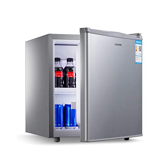 Mini-nevera Lxn Refrigerador Compacto de Plata de una Sola Puerta, refrigerador bajo mostrador con Compartimiento para Enfriador Cubierto - con estantes extraíbles Ajustables - Capacidad de 50 litros