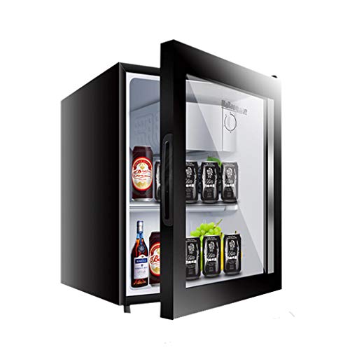 Mini-nevera Lxn Refrigerador Negro para Bebidas, 50 l, refrigerador bajo mostrador con Compartimiento para Enfriador Cubierto, Puerta de Vidrio con estantes extraíbles Ajustables