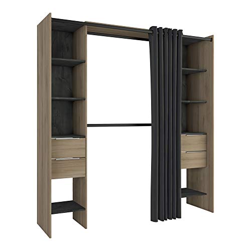 Miroytengo Vestidor Armario Abierto Dana Color kronberg y Sidewalk habitación Dormitorio Moderno 203x115-190x50cm Miroytengo Vestidor Armario Abierto Dana Color kronberg y Sidewalk habitación Dormitorio Moderno 203x115-190x50cm