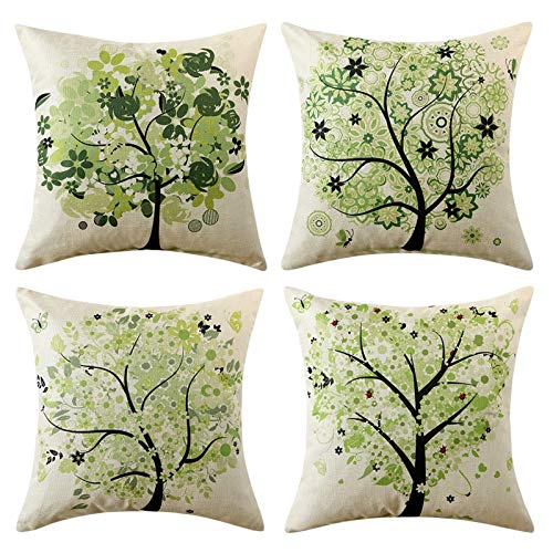 MIULEE Juego de 4 Lino Cojines Árbol Verde Funda de Cojín Almohada Caso de Decorativo Cojines para Sala de Estar sofá Cama18 x18 Pulgadas 45x45cm MIULEE Juego de 4 Lino Cojines Árbol Verde Funda de Cojín Almohada Caso de Decorativo Cojines para Sala de Estar sofá Cama18 x18 Pulgadas 45x45cm