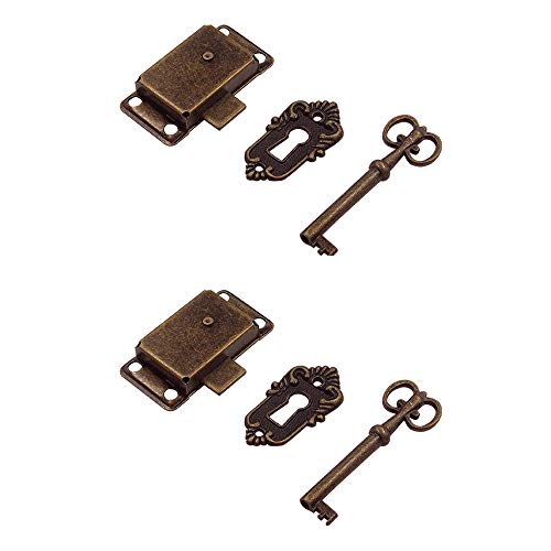 MOPOIN Cerradura vintage para puerta de armario con llave para buzones, armarios, cajas de herramientas, 2 unidades