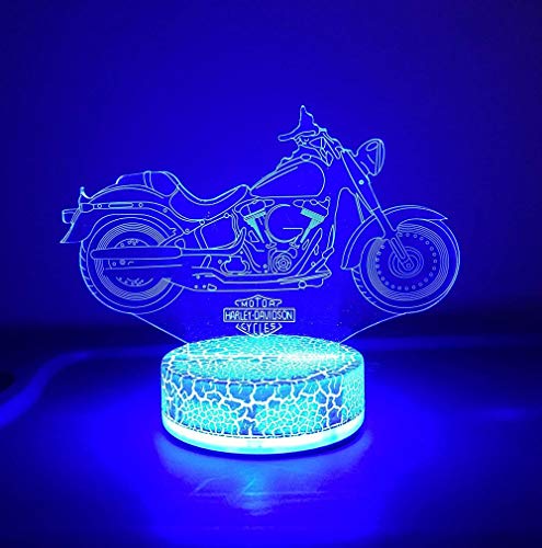 Motocicleta Harley DavidsonLuz de la Noche del 3D, LED Lámpara de Mesa de Cabecera 16 colores de dormir con el botón de tacto inteligente Lindo regalo de calentamiento Decoración creativa ideal
