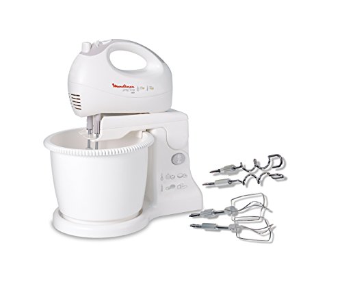 Moulinex Easy Max HM4121 - Batidora amasadora 2 en 1, bol con giro automático, espátula de mezclado, 450 W, 2.5 L, plástico/acero inoxidable, 5 velocidades más turbo, blanco Moulinex Easy Max HM4121 - Batidora amasadora 2 en 1, bol con giro automático, espátula de mezclado, 450 W, 2.5 L, plástico/acero inoxidable, 5 velocidades más turbo, blanco