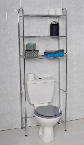 Mueble para baño WC de metal cromado con 3 estanterías