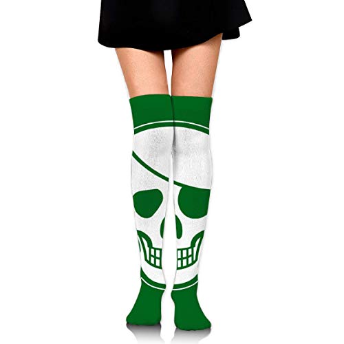 Mujeres Niñas Rodillas Calcetines altos Bandera pirata verde Muslo Medias largas de tubo 60 CM / 23,6 pulgadas