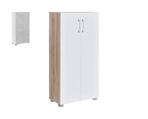 MyosHome - Mueble Zapatero Armario De 60 x 32 x 124 cm Sileno (Roble Blanco) MyosHome - Mueble Zapatero Armario De 60 x 32 x 124 cm Sileno (Roble Blanco)