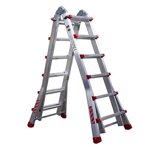 Nawa Escalera telescópica plegable profesional de aluminio 6+5 Peldaños. Carga máxima 150 kg. Hecho en Europa (4x6) Nawa Escalera telescópica plegable profesional de aluminio 6+5 Peldaños. Carga máxima 150 kg. Hecho en Europa (4x6)