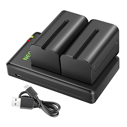 Neewer NP-F750 2 Pack Baterías Repuesto de Iones de Litio de 5600mAh con Cargador USB Compatible con Sony NP-F550 570750770930950 FM55H FM500H QM71 QM91 QM71D Neewer Luz de Video Neewer NP-F750 2 Pack Baterías Repuesto de Iones de Litio de 5600mAh con Cargador USB Compatible con Sony NP-F550 570750770930950 FM55H FM500H QM71 QM91 QM71D Neewer Luz de Video