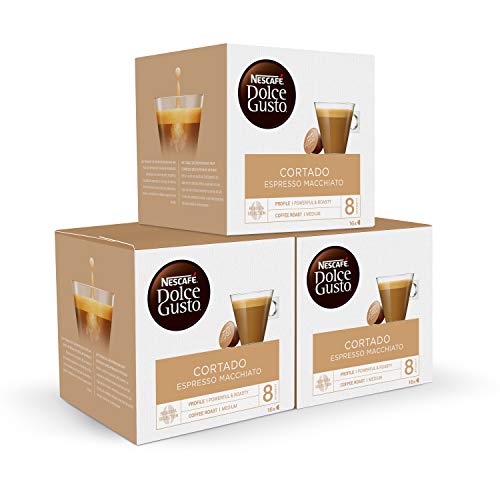 Nescafé Dolce Gusto Café Cortado Espresso Macchiato, Pack de 3 x 16 Cápsulas - Total: 48 Cápsulas de Café