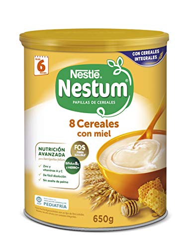 Nestlé Papillas NESTUM - Cereales para bebé, 8 cereales con miel - 3 x 650 g -Total: 1.95 kg