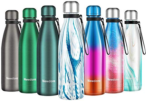 Newdora Botella de Agua Deportiva de Acero Inoxidable, Botella Termica con Doble Aislamiento para 12 Horas de Bebida Caliente y 24 Horas de Bebida Fría, Botella, 500ML,750ML (Azul y Blanco, 500ML) Newdora Botella de Agua Deportiva de Acero Inoxidable, Botella Termica con Doble Aislamiento para 12 Horas de Bebida Caliente y 24 Horas de Bebida Fría, Botella, 500ML,750ML (Azul y Blanco, 500ML)