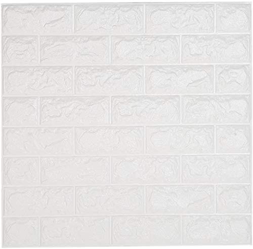 NHsunray 3D Ladrillo Pegatinas de Pared Autoadhesivo Panel Pared Impermeable, 3D DIY Wall Stickers Moderno Decoración para Cuarto de Baño, Sala de Estar y Cocina, 60x60cm (10 pcs)