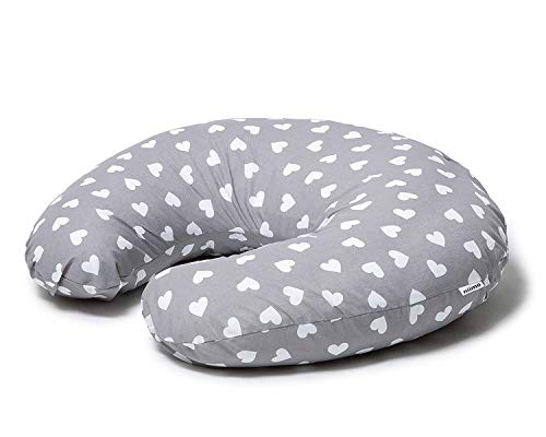 Niimo Cojin Lactancia Bebè Funda Cojin 100% Algodòn Extraíble y Lavable Almohada Multifuncional para Madre y Bebé Relleno de Fibra de Poliéster (Gris - Corazon Blanco) Niimo Cojin Lactancia Bebè Funda Cojin 100% Algodòn Extraíble y Lavable Almohada Multifuncional para Madre y Bebé Relleno de Fibra de Poliéster (Gris - Corazon Blanco)