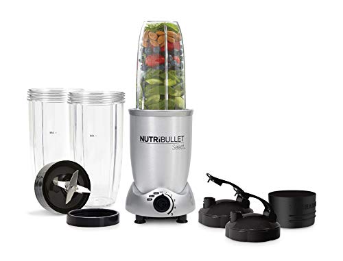 NutriBullet N9C-0928 - Extractor de Nutrientes, con recetario en español, base motor de 1000 W, 4.000 - 20.000 rpms, 1 solo botón, 5 velocidades variables, paro automático 60 segundos, color Silver