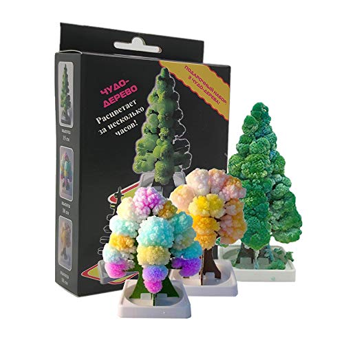 Nynelly Juego de 3 árboles de Navidad de cristal para niños, árboles mágicos que crecen, crece pocas horas, regalo para niños y niñas