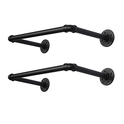 OROPY Riel para Ropa de Tubo Industrial, Juego de 2, riel de Almacenamiento Colgante de Prendas de Metal Retro Desmontable montado en la Pared de 49 cm (Base Doble) OROPY Riel para Ropa de Tubo Industrial, Juego de 2, riel de Almacenamiento Colgante de Prendas de Metal Retro Desmontable montado en la Pared de 49 cm (Base Doble)