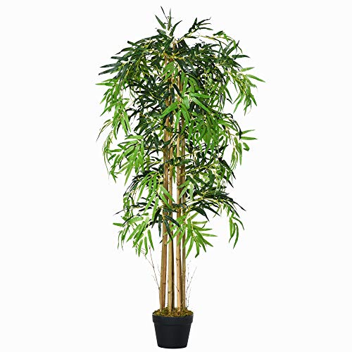Outsunny Bambú Artificial 150cm con Maceta Árbol Planta Sintética Realista Decorativa para Casa Jardín Oficina Ø18x150 cm Verde Outsunny Bambú Artificial 150cm con Maceta Árbol Planta Sintética Realista Decorativa para Casa Jardín Oficina Ø18x150 cm Verde