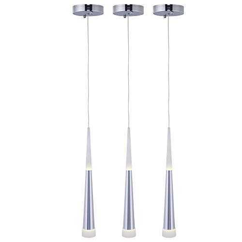 OYIPRO Moderno LED Iluminación colgante colgante de luz Lámpara de la isla Cromo para la mesa de la cena restaurante bar barra cocina (paquete de 3) OYIPRO Moderno LED Iluminación colgante colgante de luz Lámpara de la isla Cromo para la mesa de la cena restaurante bar barra cocina (paquete de 3)