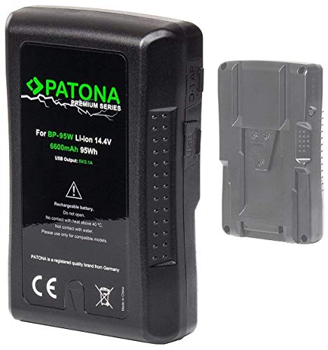 Patona Premium Compatible con Batería Sony BP-95W v-Mount (6600mAh y 95Wh / D-Tap/USB) (así bajo el Magic 100Wh según la directiva de Vuelo de la UE)