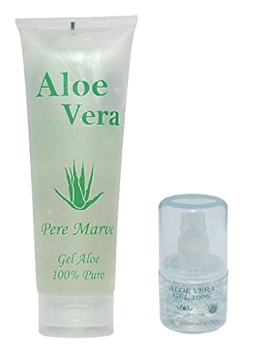 Pere Marve - Juego de viaje 100 % hidratante con gel de aloe vera en tubo de 250 ml + dosificador con relleno de 30 ml para equipaje de mano Pere Marve - Juego de viaje 100 % hidratante con gel de aloe vera en tubo de 250 ml + dosificador con relleno de 30 ml para equipaje de mano