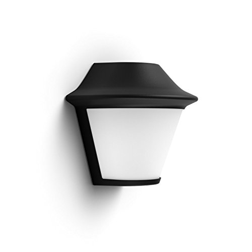 Philips Lighting Mygarden Serres Black Wall Light - Iluminación al Aire Libre (Aplique de Pared para Exterior, Black, Blanco, Aluminium, E27, 1 Bombilla(S), A++,B,C,D,E)