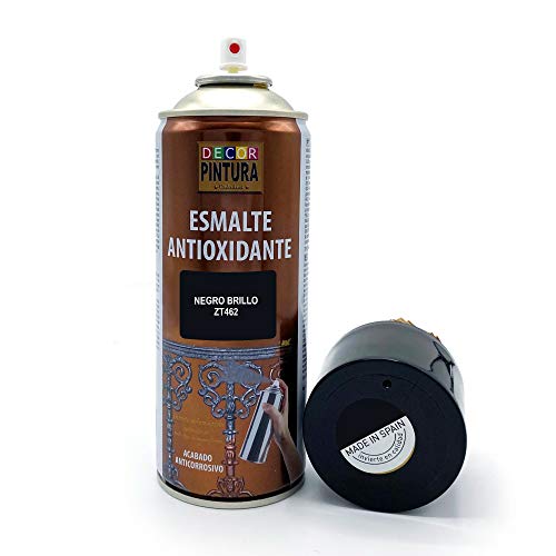 Pintura Spray Negro Brillo 400ml ANTIOXIDANTE para metal / anti oxido para metales, hierro, aluminio, acero / Para exteriores - interior aplicación sin imprimacion