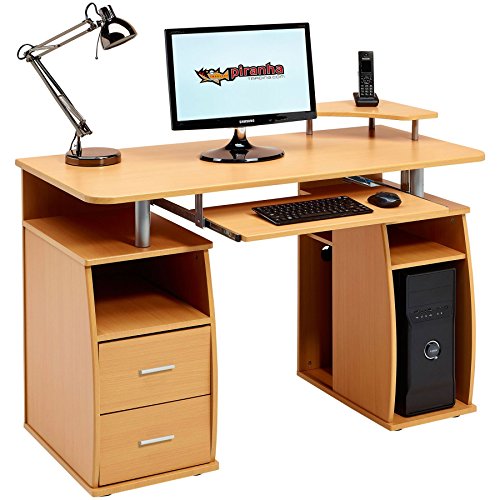 Piranha Trading Escritorio Mesa de Ordenador Despacho con Estantes, Armario y Cajones para la Oficina en Casa Efecto Madera Haya PC 5b Piranha Trading Escritorio Mesa de Ordenador Despacho con Estantes, Armario y Cajones para la Oficina en Casa Efecto Madera Haya PC 5b
