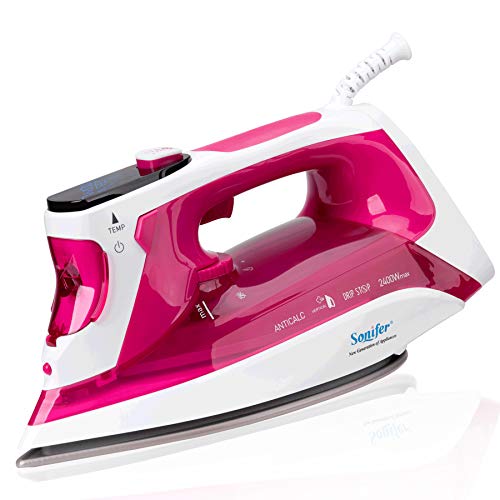 Plancha de vapor de 2400 W, doble capa con base de cerámica, depósito de 350 ml, 11 modos con pantalla LCD, longitud de cable de 1,9 m, apagado automático, autolimpieza Plancha de vapor de 2400 W, doble capa con base de cerámica, depósito de 350 ml, 11 modos con pantalla LCD, longitud de cable de 1,9 m, apagado automático, autolimpieza