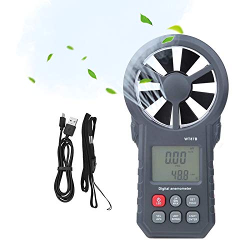 Plyisty WT87B Anemómetro de Mano Termómetro Medidor Digital de Velocidad del Viento con LCD, Usado con USB y Bluetoth, para entusiastas del Clima o Profesionales Plyisty WT87B Anemómetro de Mano Termómetro Medidor Digital de Velocidad del Viento con LCD, Usado con USB y Bluetoth, para entusiastas del Clima o Profesionales